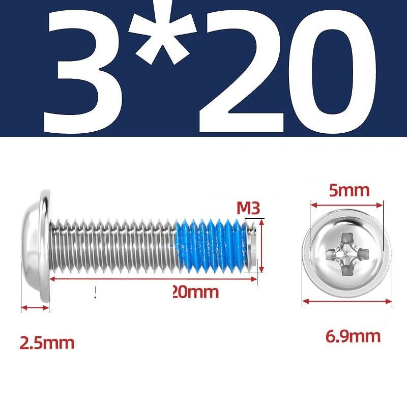 A2 Stainless Steel Phillips Flanged Button Head Machine Screws — M2 to M6, Built - In Washer Face - HomeDIYer