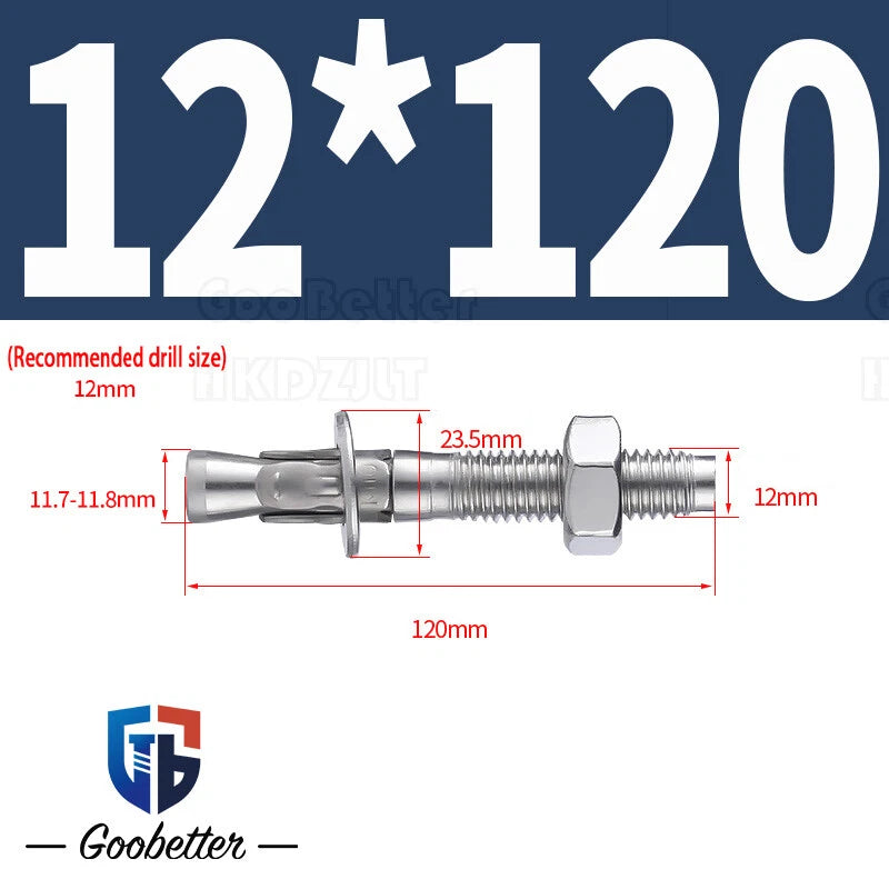 Stainless Steel Through Anchor Bolts — M6 M8 M10 M12 M16 Expansion Bolt