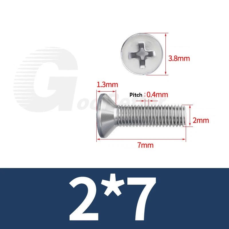 M1–M3.5 Phillips Countersunk Machine Screws – 304 Stainless Steel, Fully Threaded (3–120mm Overall Length) - HomeDIYer
