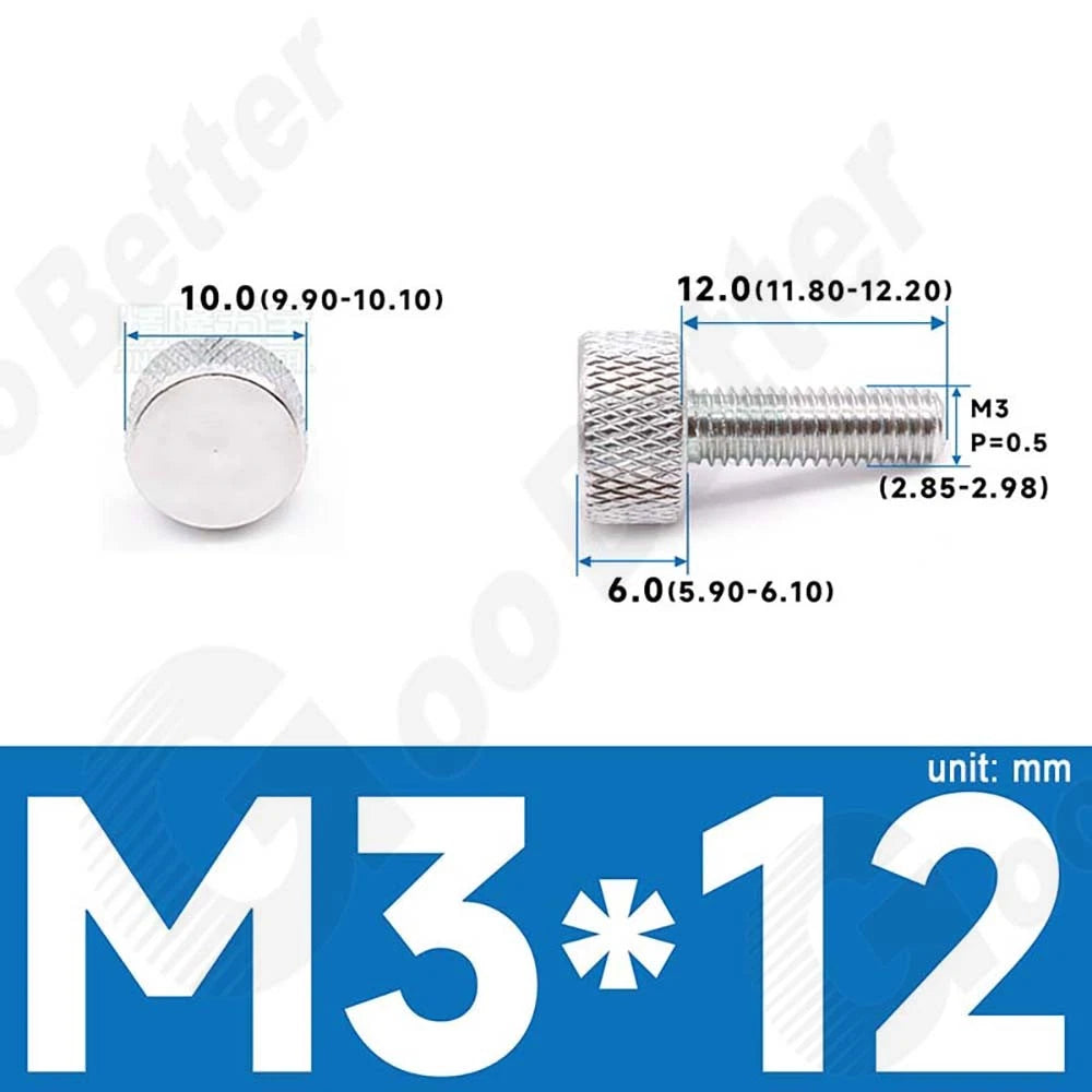 M3 M4 Knurled Thumb Screws – Aluminum Alloy Flat Head Hand Knob Bolts