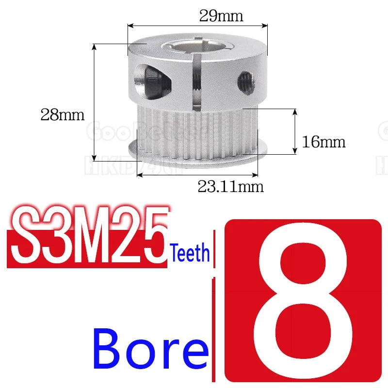 S3M Timing Pulley Belt Synchronous Wheel Gear 3D Printer Bore 5-15mm 20-28 Teeth