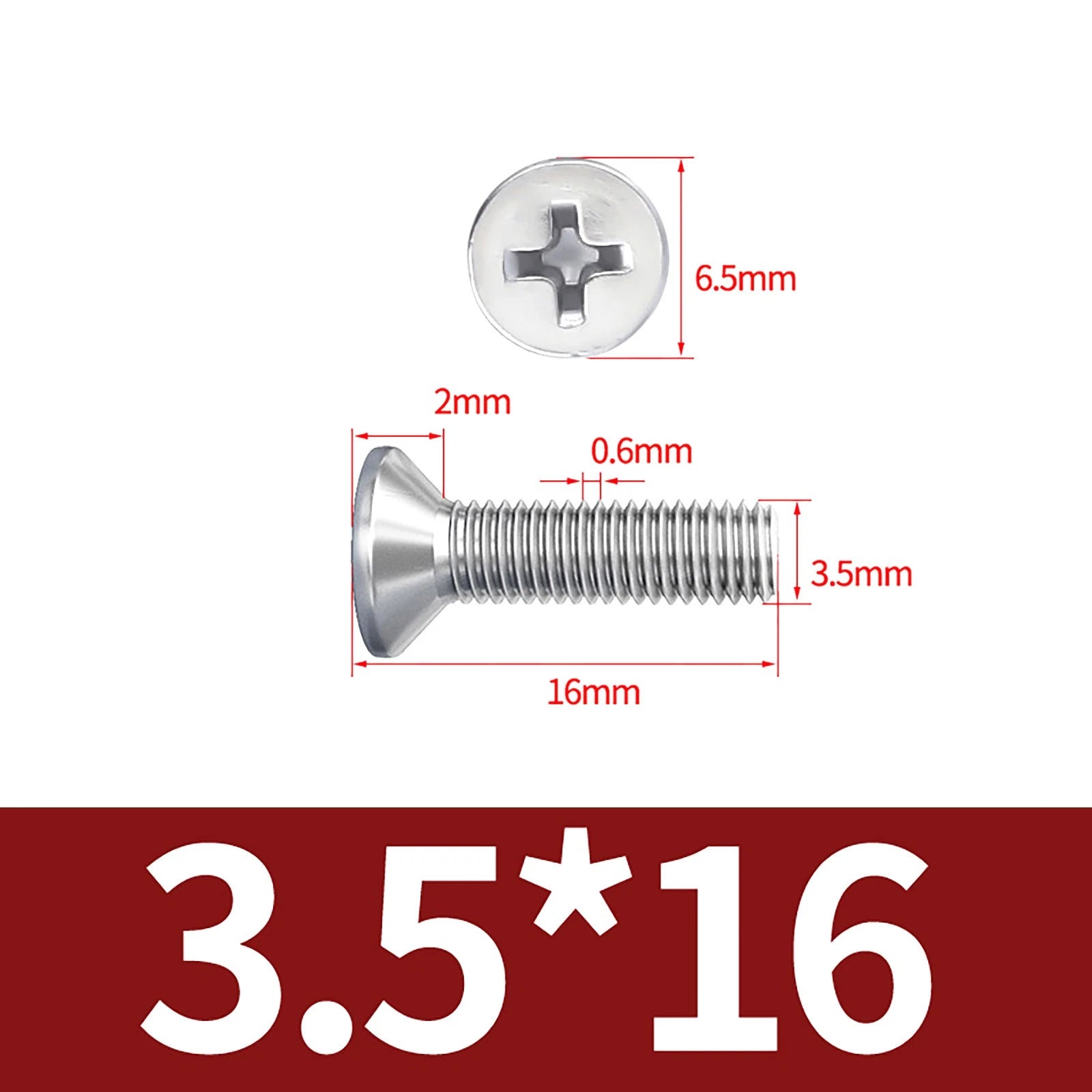 M3–M10 Phillips Countersunk Machine Screws – A2 Stainless Steel, Flat Head, Fully Threaded (3–100mm Overall Length)