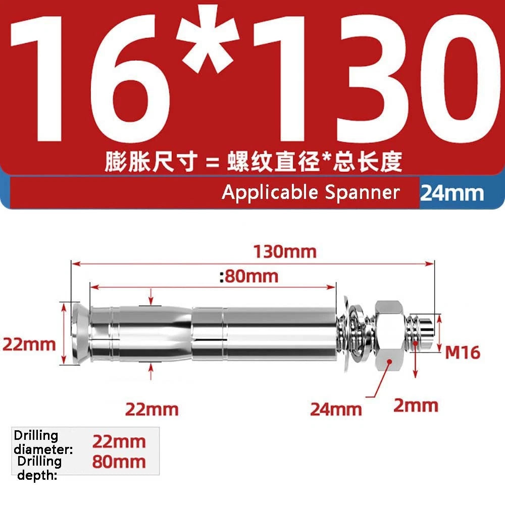 Stainless Steel Expansion Anchor Bolts — M8 to M20, 201 & 304, A/B Type