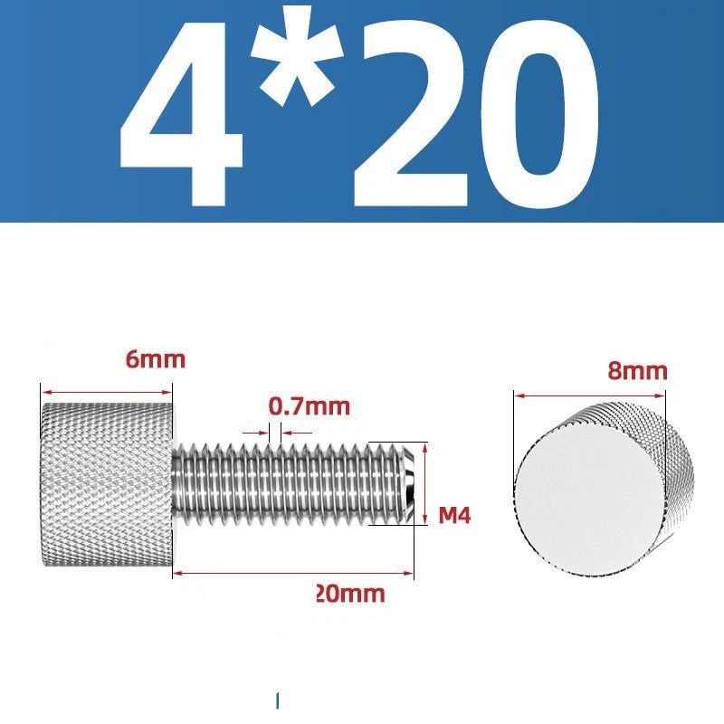 Knurled Thumb Screws A2 Stainless Steel — Flat Head Thumbscrew Bolts M2 M2.5 M3 M4 M5 M6 M8