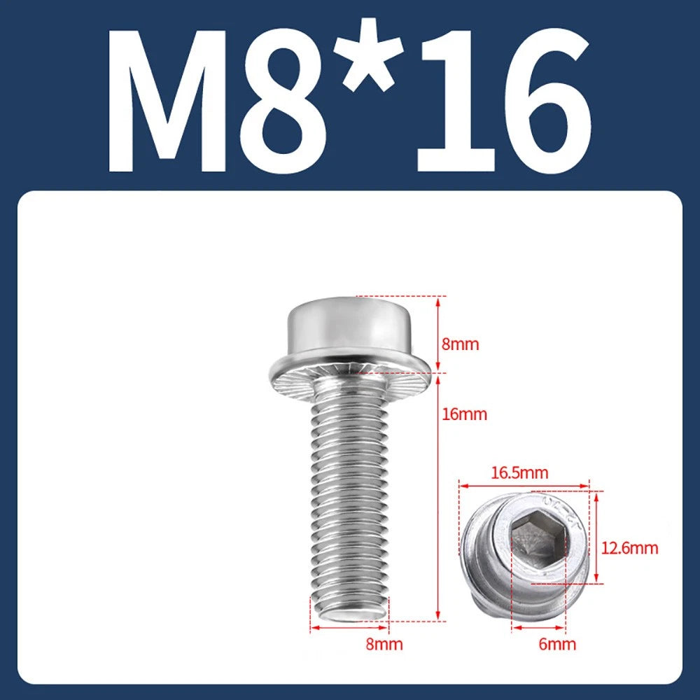 M5–M12 Flange Cap Head Hex Socket Screws – 304 Stainless Steel, Fully Threaded (8–60mm)