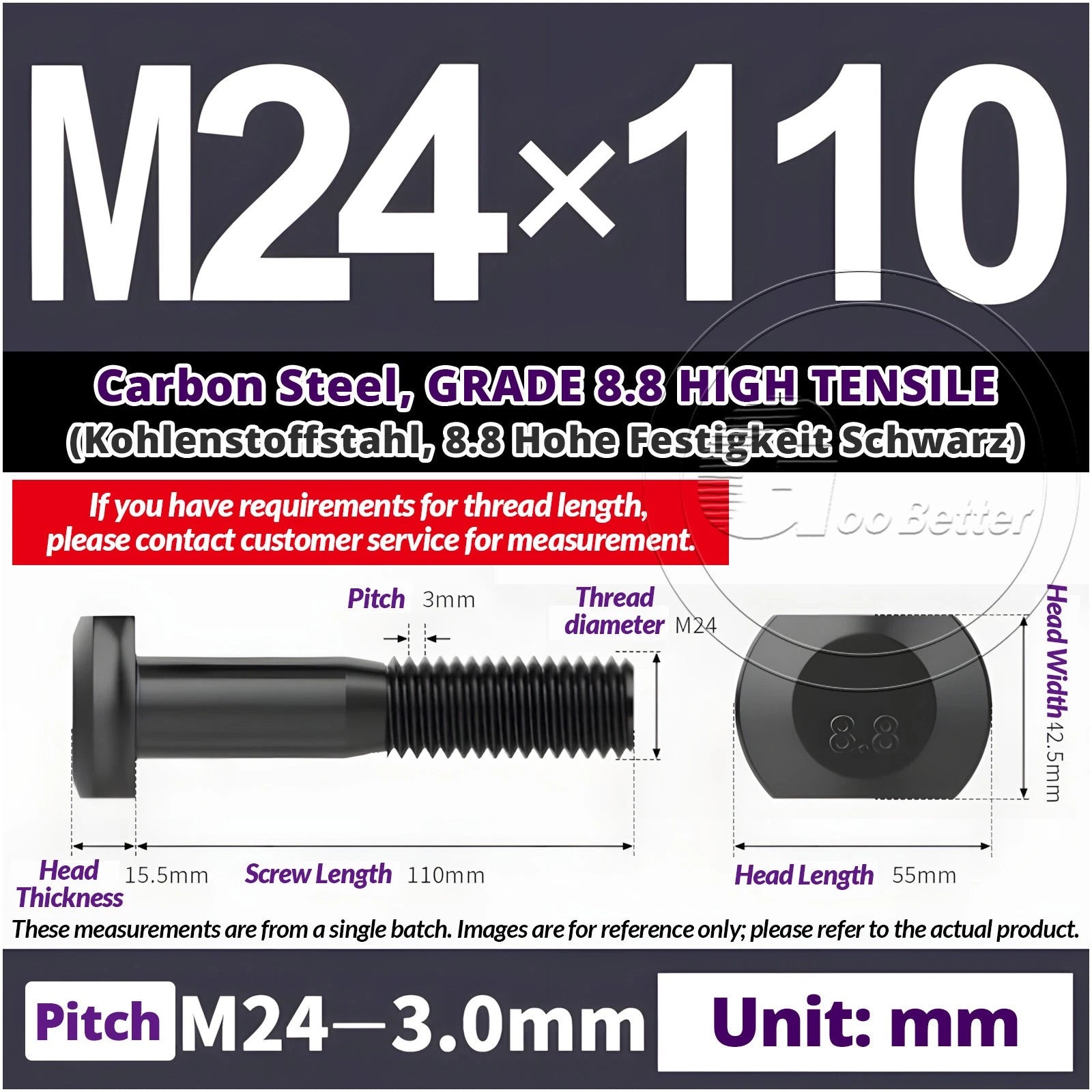 T-Slot Bolts M22 - M42 T Track Bolts 70mm to 500mm Long GRADE 8.8 HIGH TENSILE