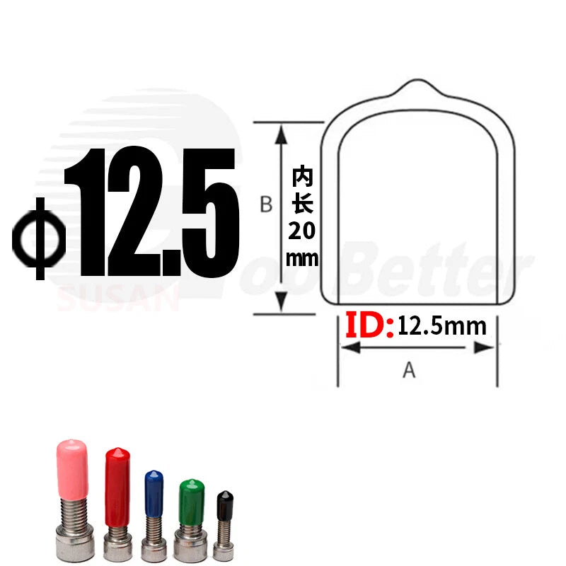 PVC End Caps for Screws, Bolts, Rods & Tubes – Thread Cover Protector, Cable Insulation Caps (1.3mm – 90mm, Black, 15-50mm Lengths)