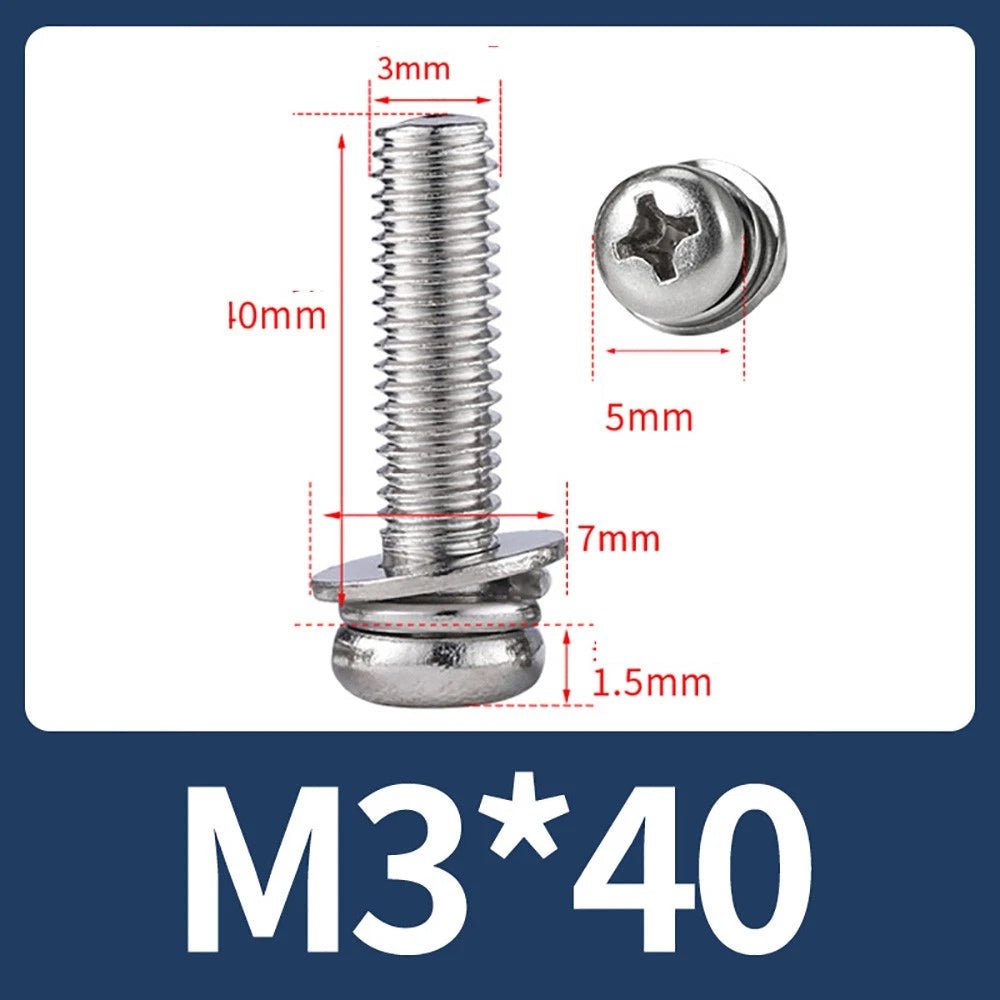 M2–M10 Phillips Button Head Machine Screws — 304 Stainless Steel - HomeDIYer
