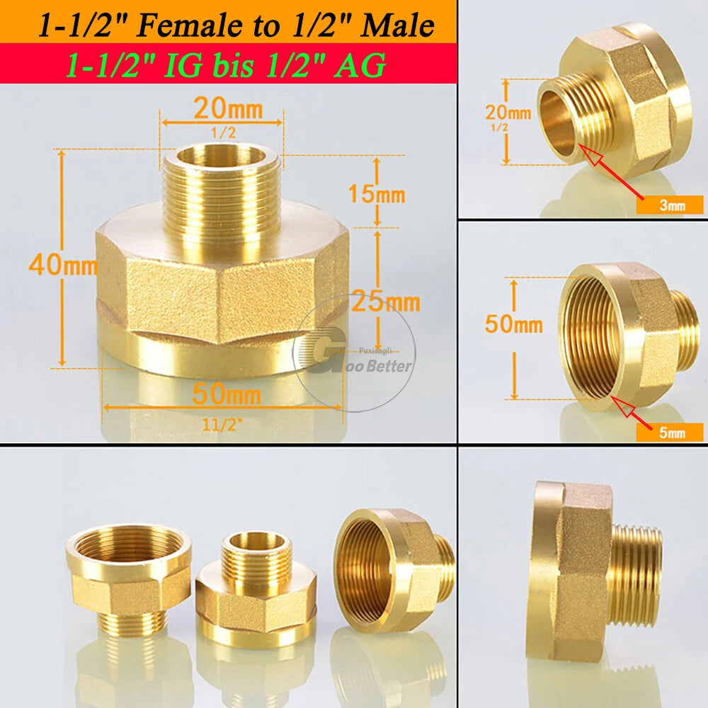 BSPT Reducing Adapter Fittings — Brass Female to Male, 1/8" to 2"
