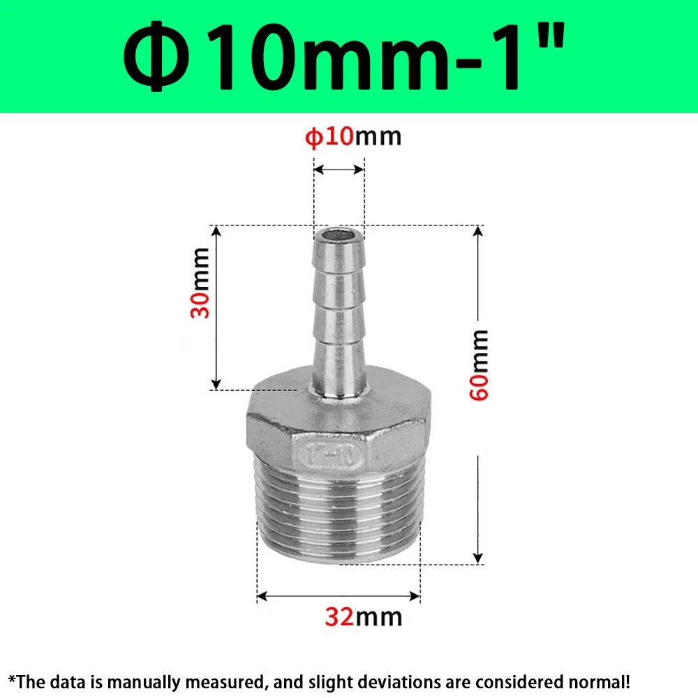 Male NPT Hose Barb Adapter Fittings – 316L Stainless Steel