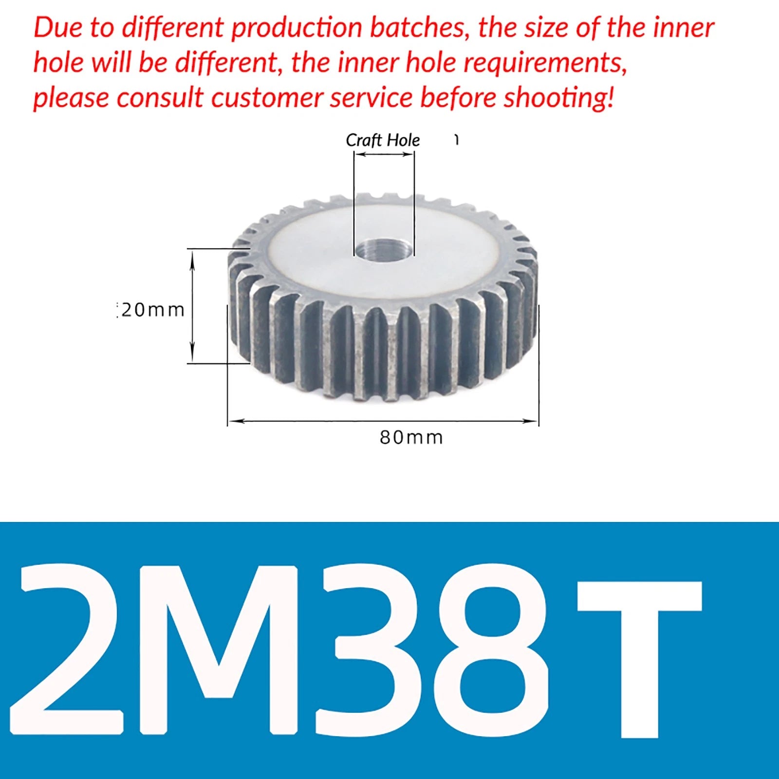 Mod 2 45# Steel Spur Gears Pinion Gear Thickn 20mm 10T - 100T Transmission Gear