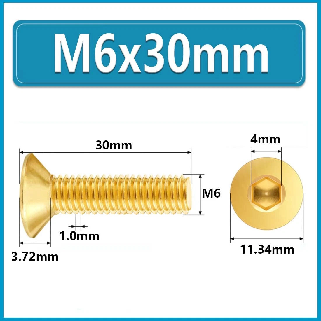 Solid Brass Hex Socket Countersunk Machine Screws – M3 to M12, Allen Drive, Flat Head (8–50mm)