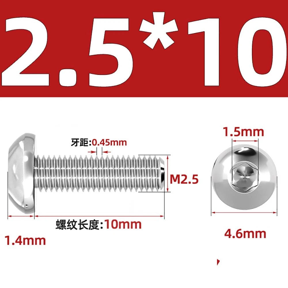 M1.6–M5 A2 Stainless Steel Button Head Socket Cap Screws – Round Pan Head, Hex Drive, Fully Threaded
