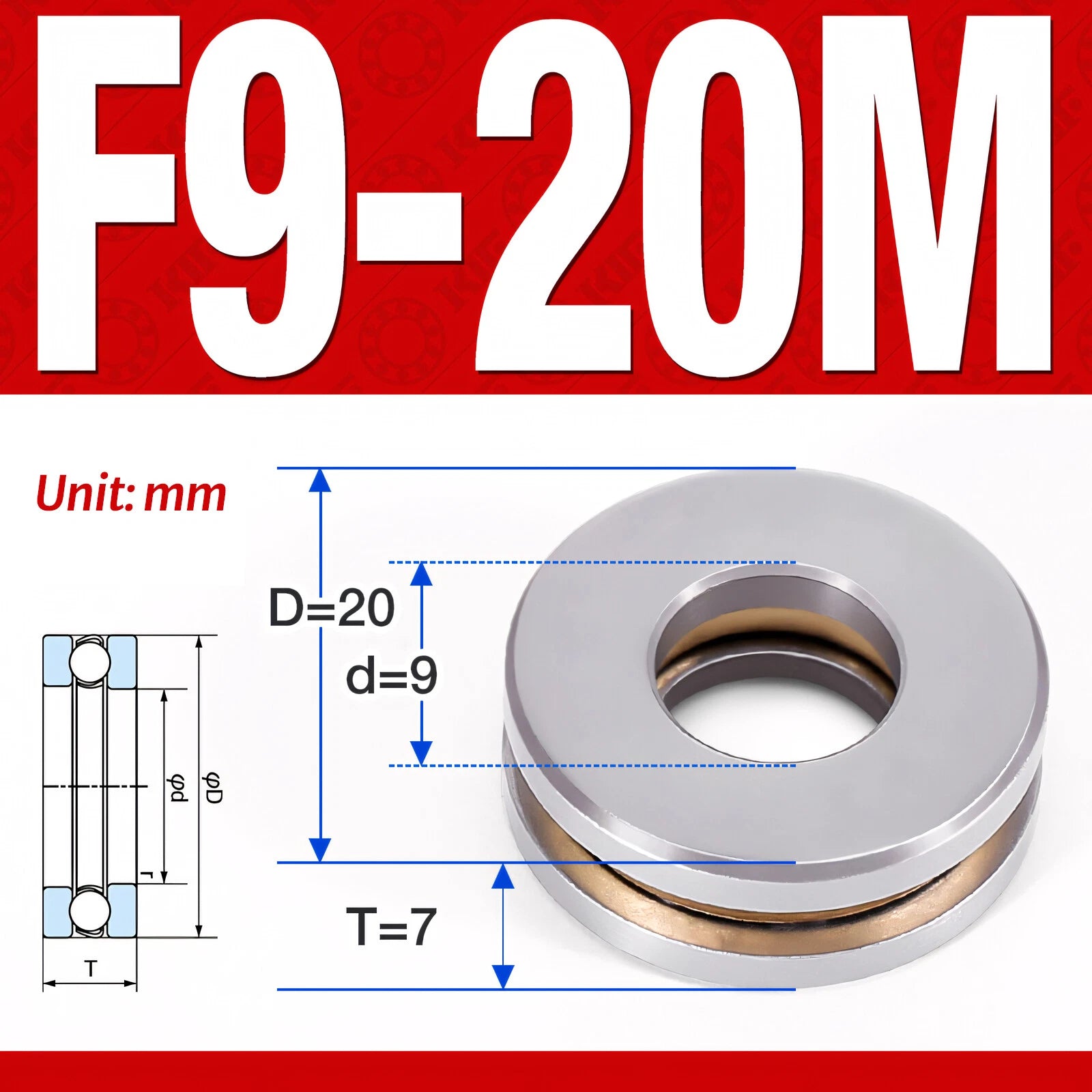 Plane Axial Ball Bearing Thrust Bearings F2-6M - F13-22M- 51100 - 51413 Series