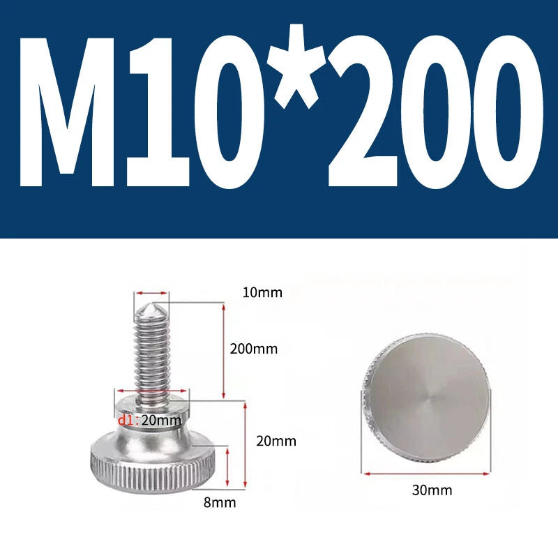 Knurled Thumb Screws Flat Round Head Grip Knob Adjustment Stainless Steel M8 M10