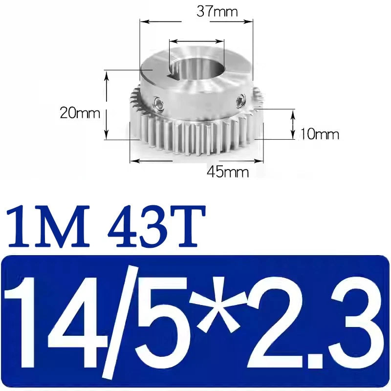Spur Gears 1M Transmission Gear With Step Stainless Steel Motor Gear 32~50 Teeth