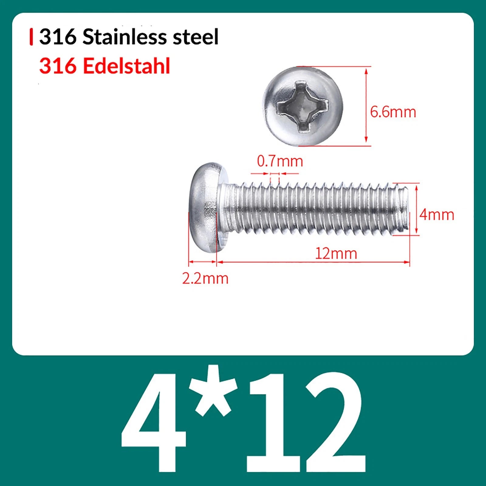 M2 M3 M4 M5 M6 M8 A4 Stainless Steel Phillips Pan Head Machine Screws – DIN 7985, Fully Threaded (4–80mm)