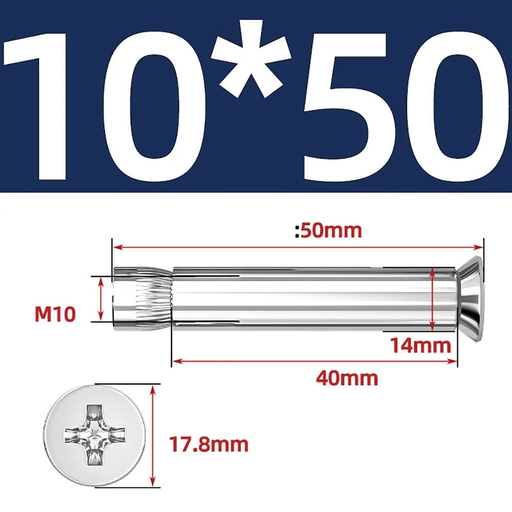 Sleeve Anchor Countersunk Phillips Expansion Bolts M6–M12 | 304/201 SS & Zinc