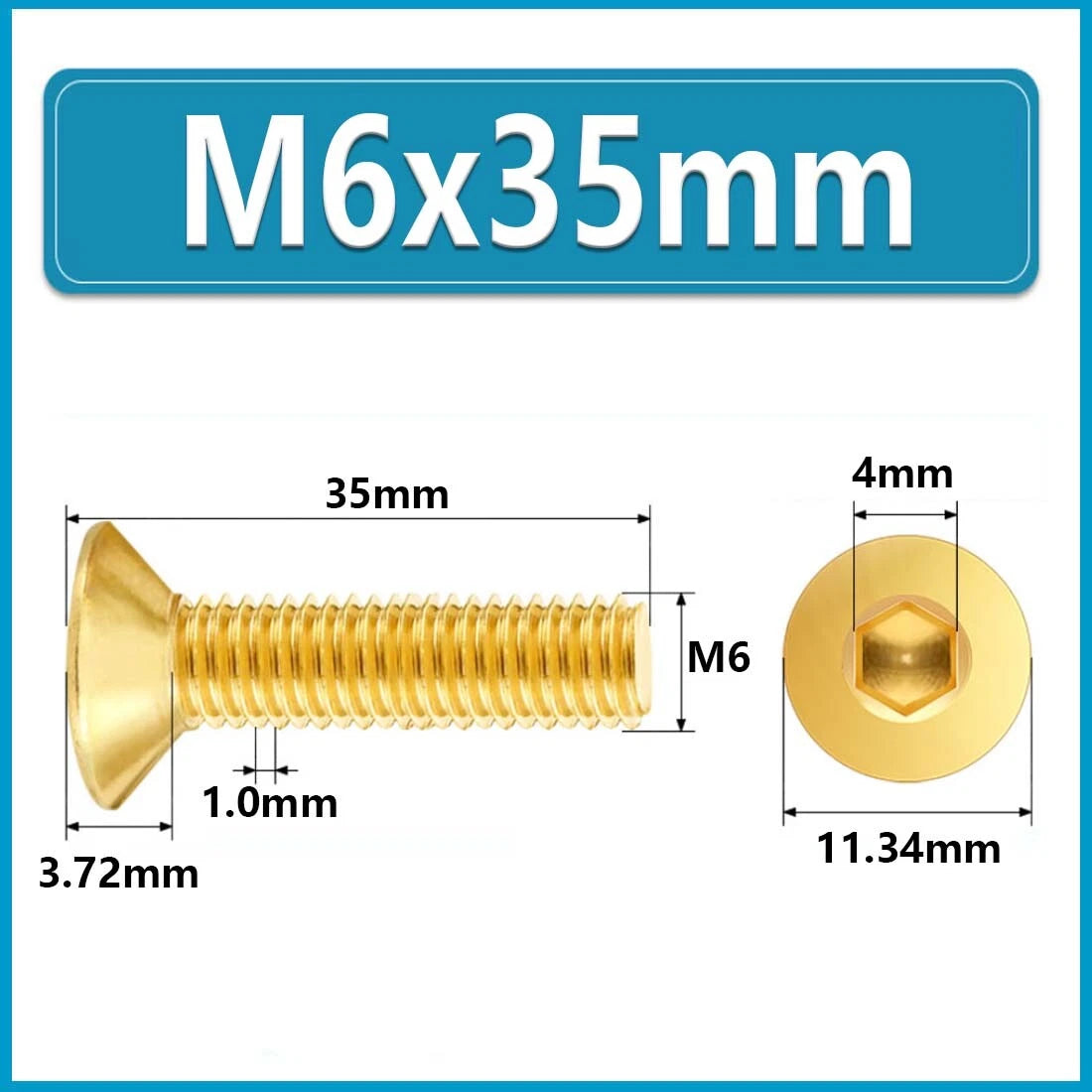 Solid Brass Hex Socket Countersunk Machine Screws – M3 to M12, Allen Drive, Flat Head (8–50mm)