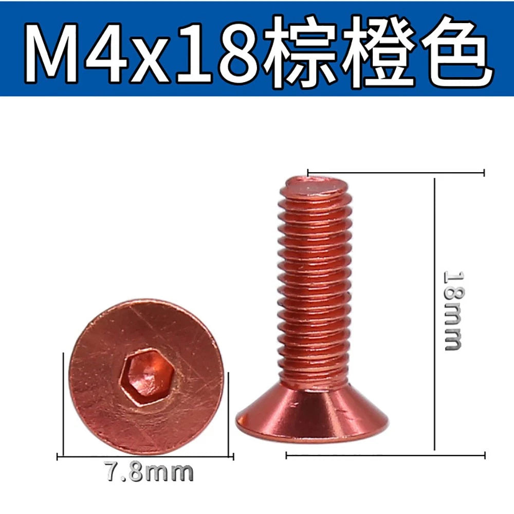 M3.5 / M4 Countersunk Hex Socket Screws — Anodized Aluminum Alloy, 10 Colors