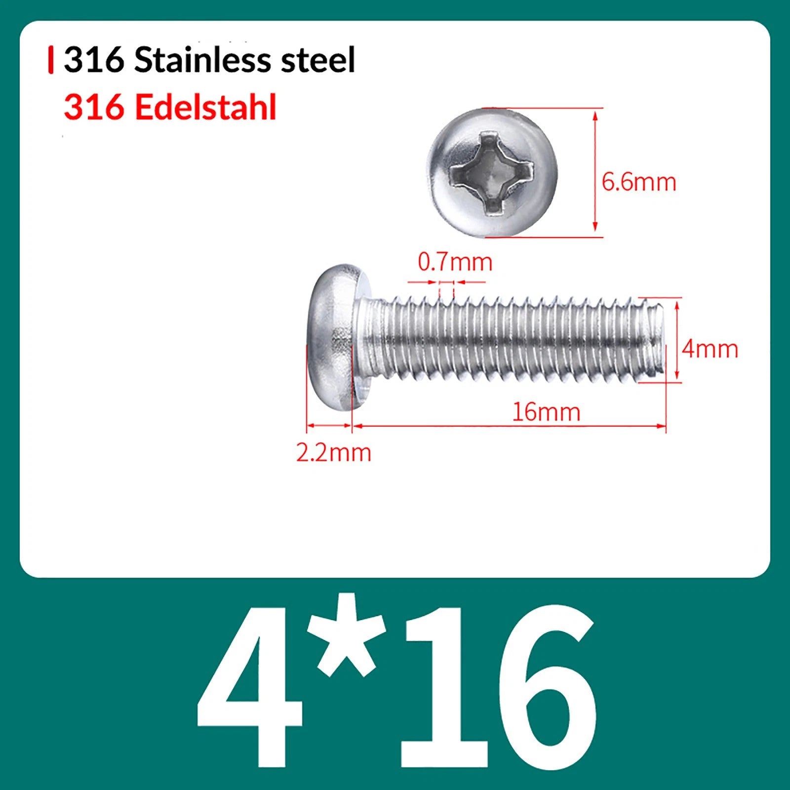 M2 M3 M4 M5 M6 M8 A4 Stainless Steel Phillips Pan Head Machine Screws – DIN 7985, Fully Threaded (4–80mm)