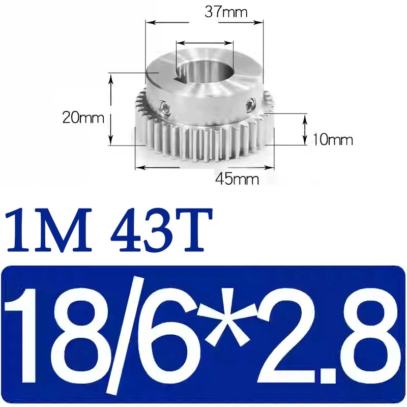 Spur Gears 1M Transmission Gear With Step Stainless Steel Motor Gear 32~50 Teeth