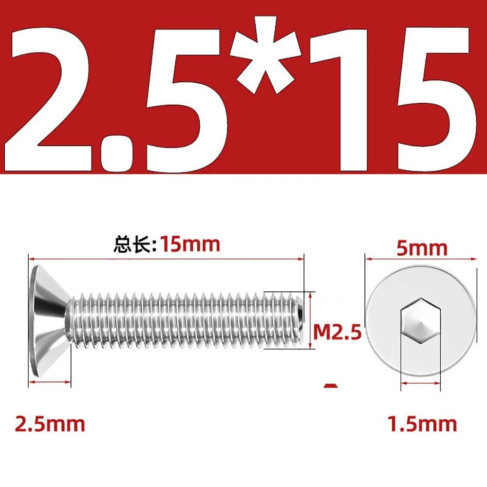 Countersunk Hex Socket Screws – A2 Stainless Steel, M2 to M16, DIN 7991, Fully Threaded