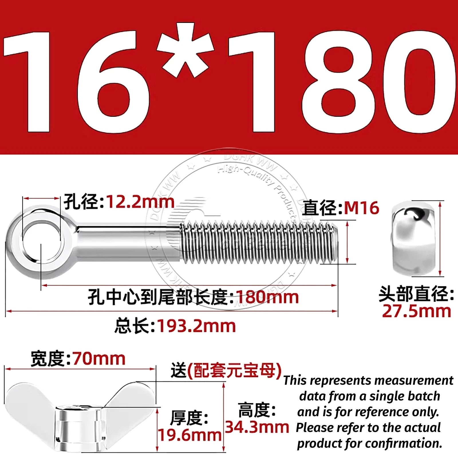 Eye Bolts with Nut — Forged Stainless Steel Threaded Ring Hanging Screws