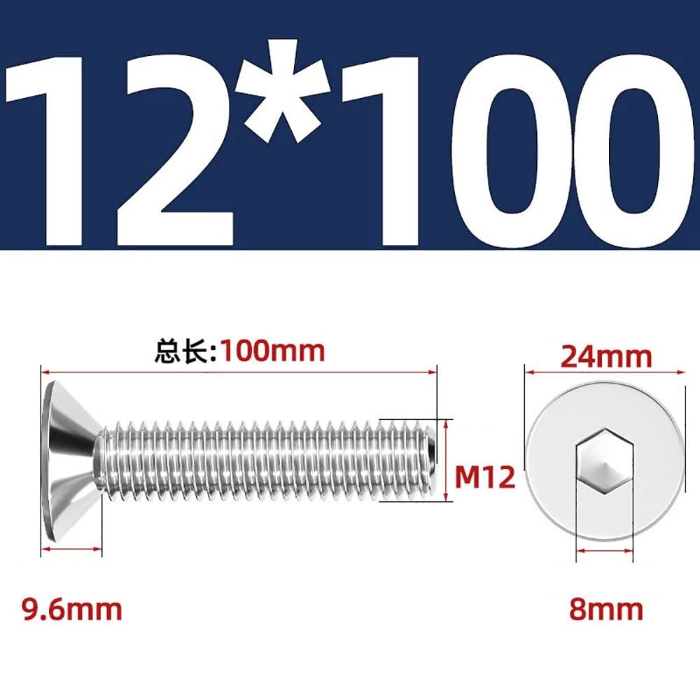 Countersunk Hex Socket Screws – A2 Stainless Steel, M2 to M16, DIN 7991, Fully Threaded