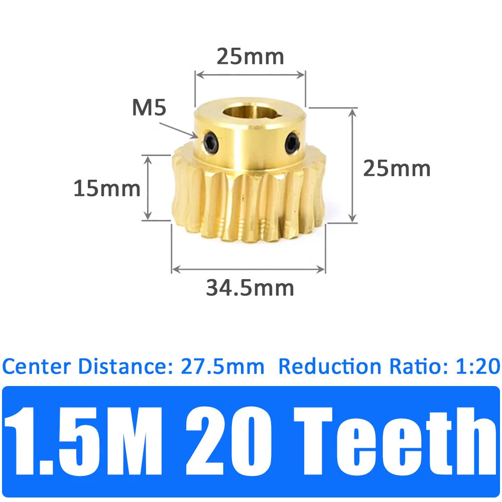0.5/0.8/1/1.5 Module, 20 to 60 Teeth, Brass Worm Wheel Gear Shaft Hole 4mm-12mm