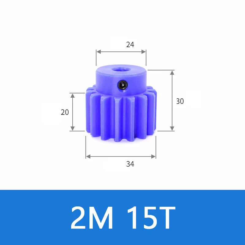 Blue Nylon Spur Gears 1/1.5/2/3Mod Transmission Gear 12-60T With Step Motor Gear