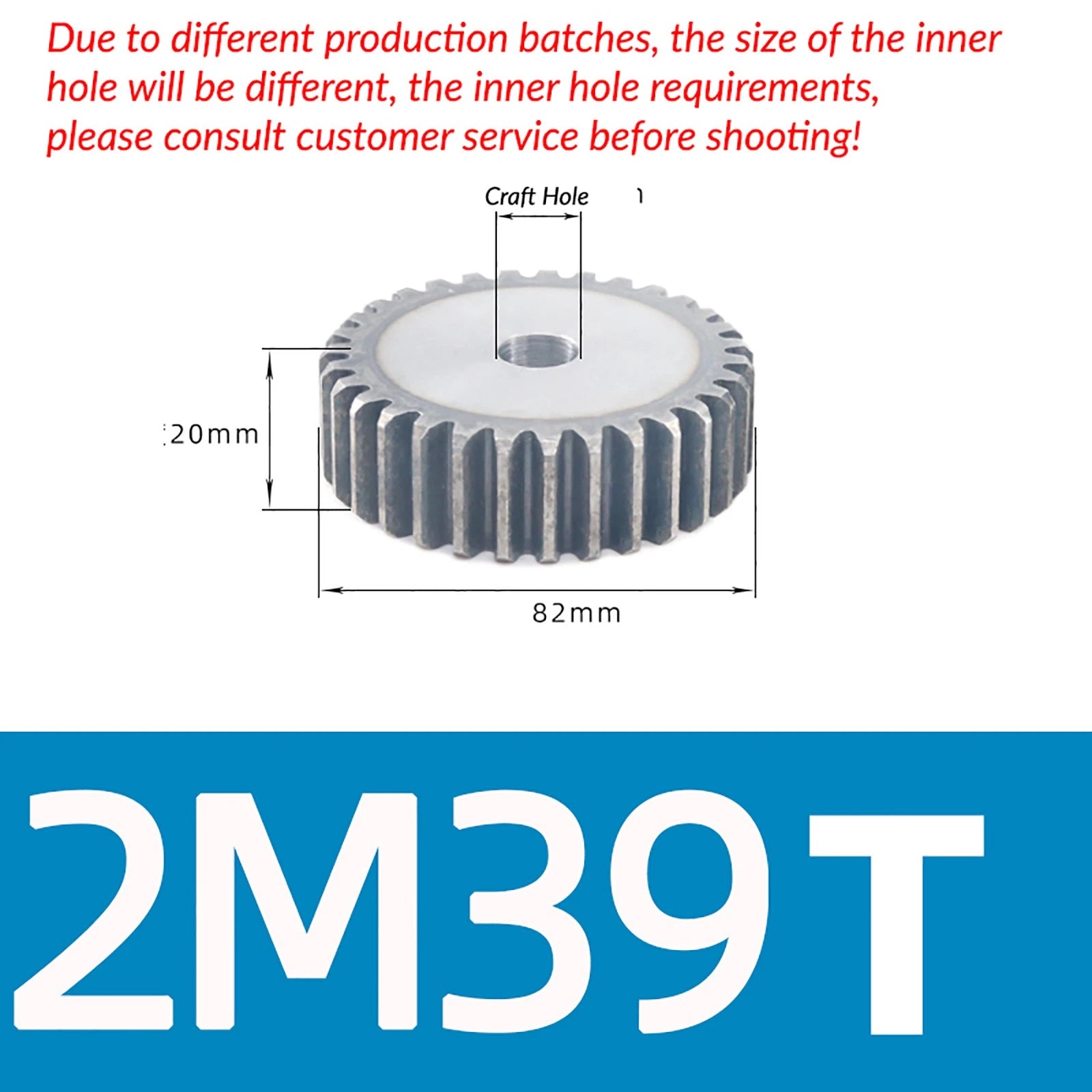 Mod 2 45# Steel Spur Gears Pinion Gear Thickn 20mm 10T - 100T Transmission Gear
