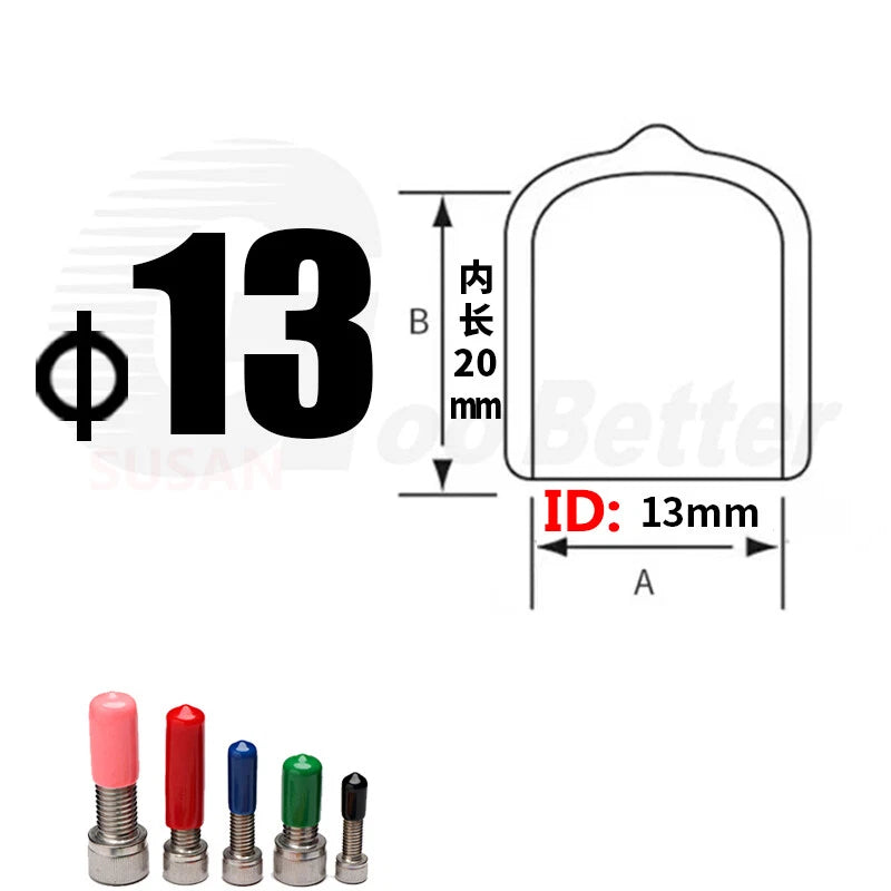 PVC End Caps for Screws, Bolts, Rods & Tubes – Thread Cover Protector, Cable Insulation Caps (1.3mm – 90mm, Black, 15-50mm Lengths)