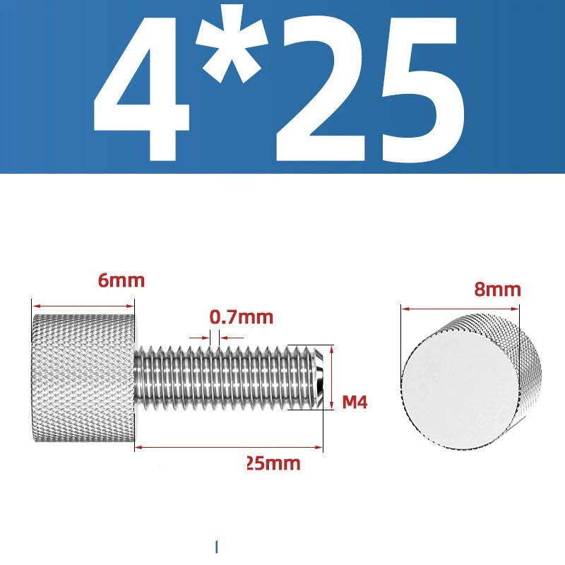 Knurled Thumb Screws A2 Stainless Steel — Flat Head Thumbscrew Bolts M2 M2.5 M3 M4 M5 M6 M8