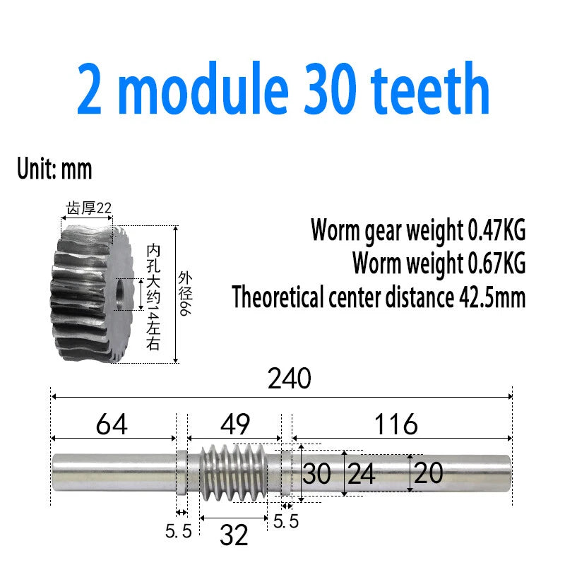 1/1.5/2/2.5/3/4 Module 15T to 100T Gear Steel Worm Wheel Gear & Worm Gear Shaft