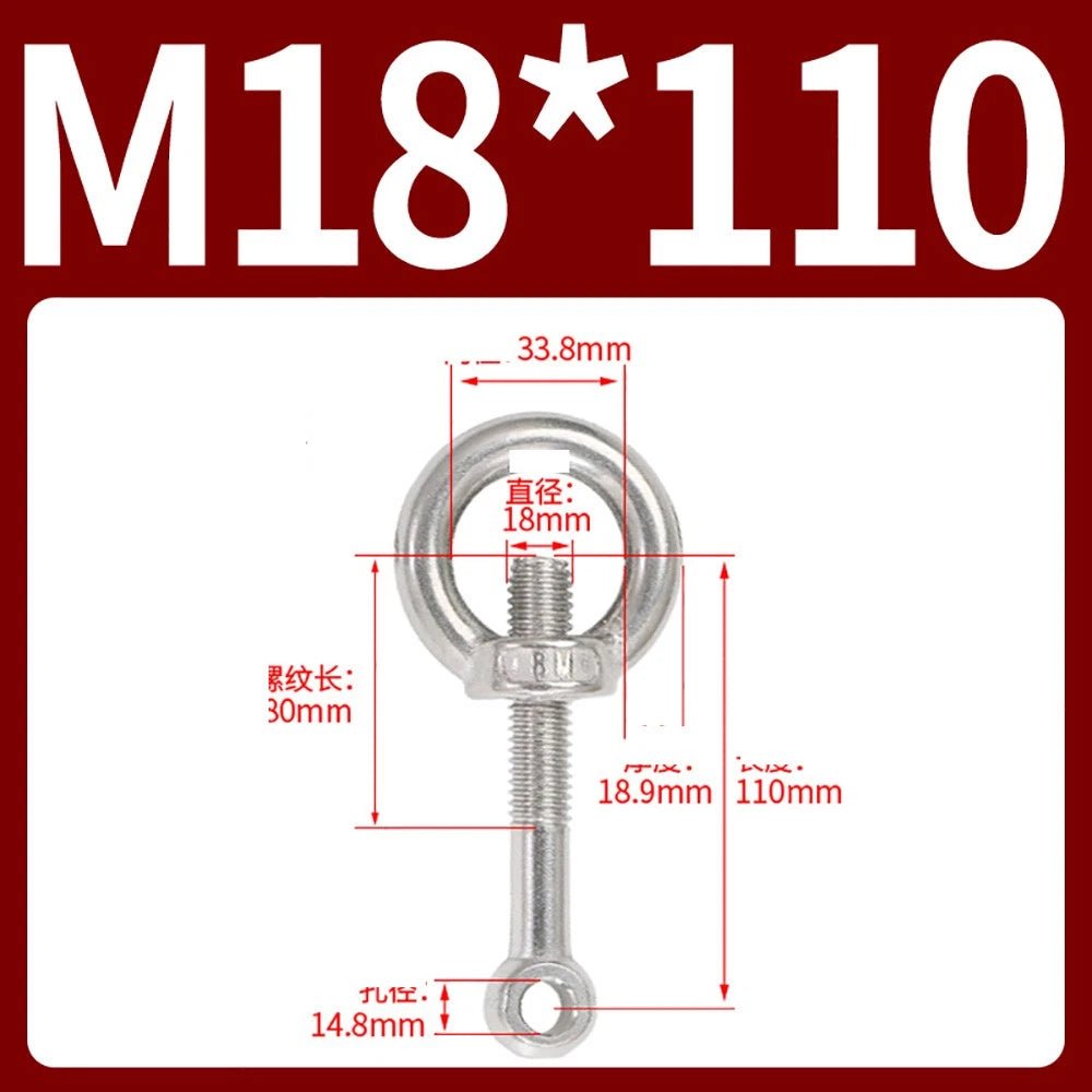M14–M24 Lifting Eye Bolt & Eye Nut Set | 304 Stainless Steel | 50–200mm - HomeDIYer