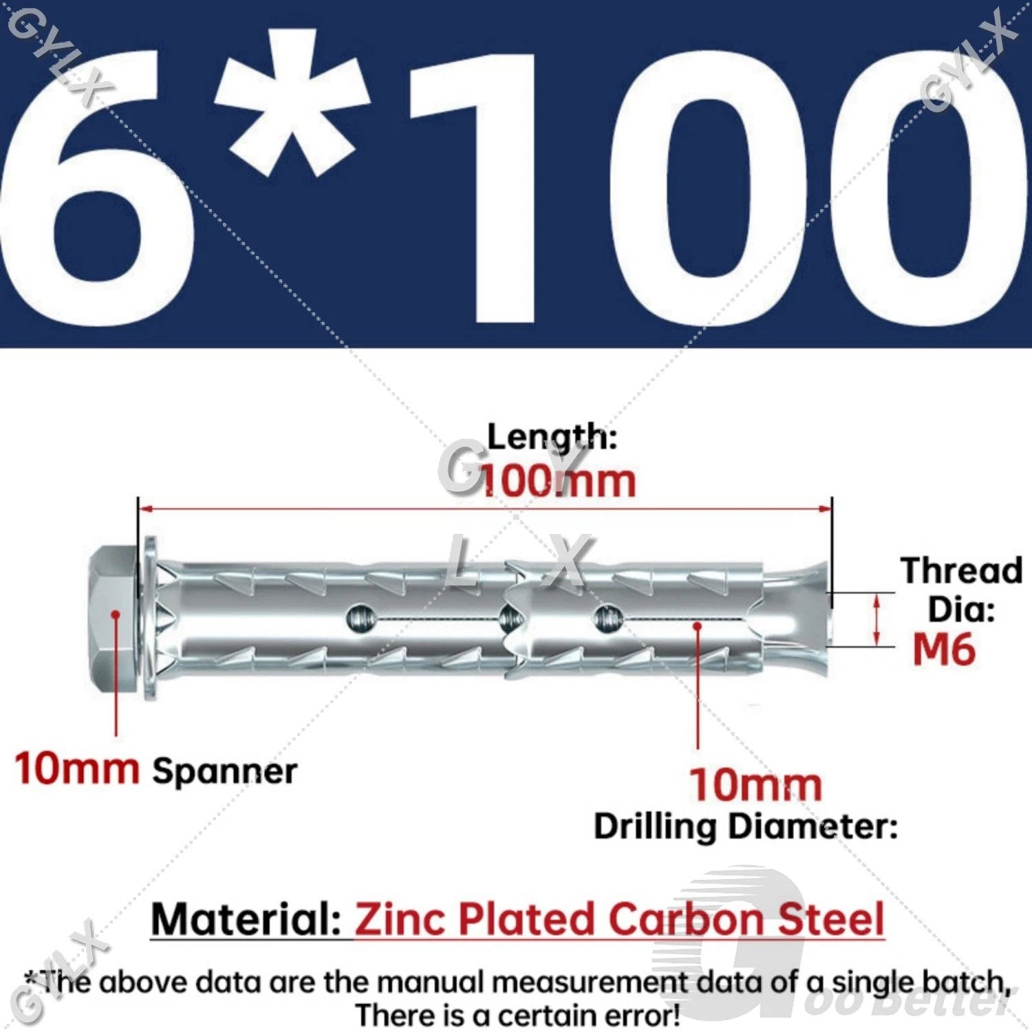 Galvanized Masonry Concrete Expansion Bolts — M6 M8 M10 M12 Wall Anchor Screws