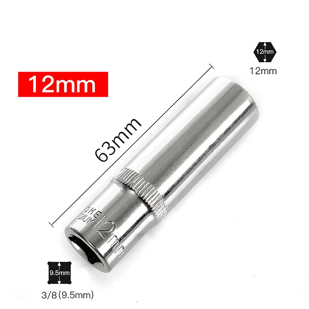 3/8" 6mm-24mm Hex Socket Drive Screwdriver Drill Set Ratchet Wrench Adapter Rod