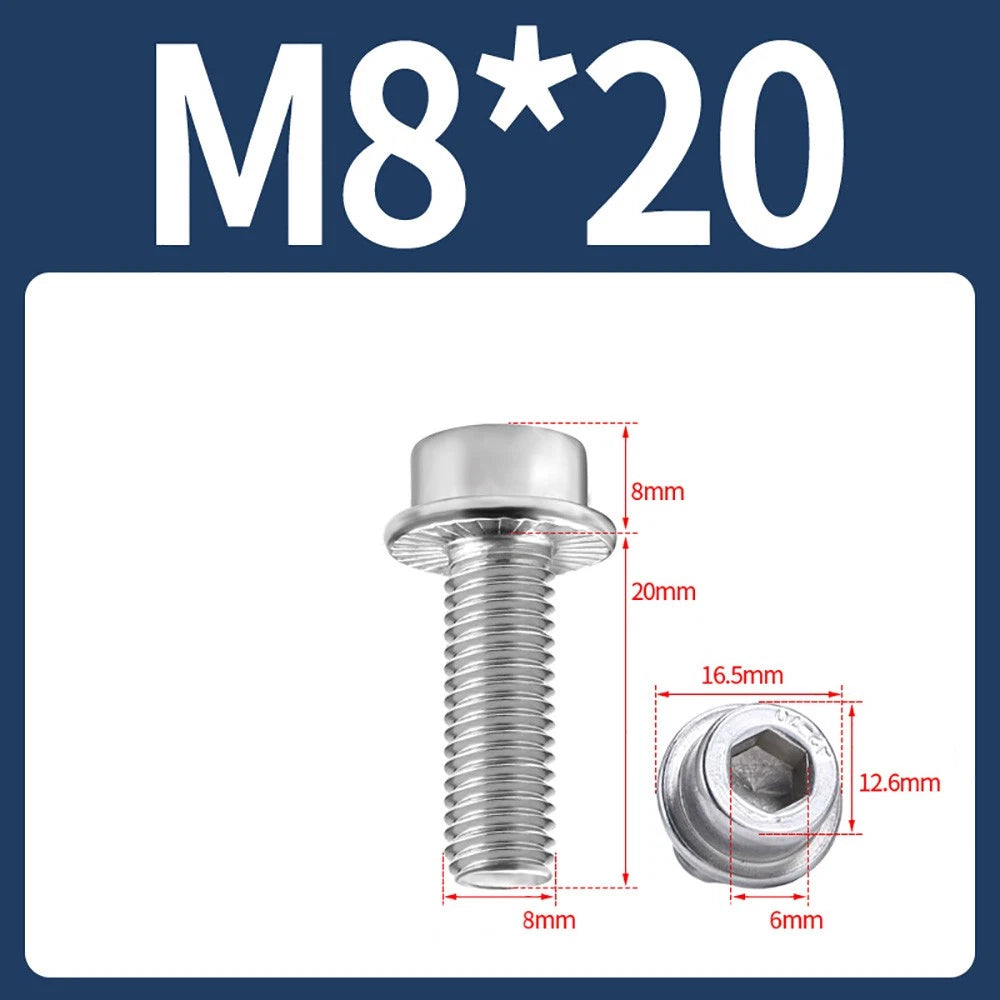 M5–M12 Flange Cap Head Hex Socket Screws – 304 Stainless Steel, Fully Threaded (8–60mm)