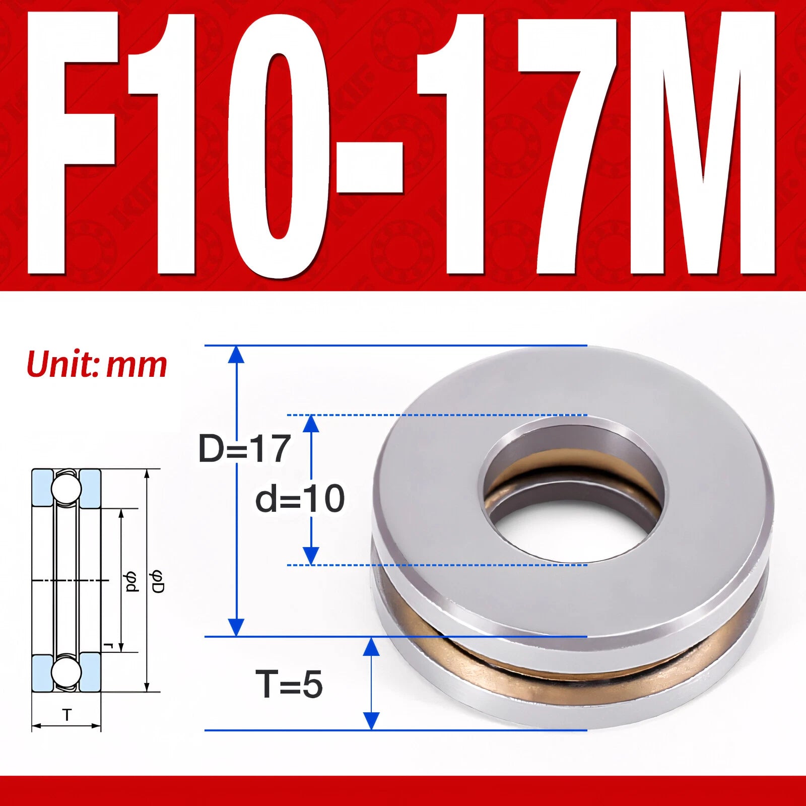 Plane Axial Ball Bearing Thrust Bearings F2-6M - F13-22M- 51100 - 51413 Series