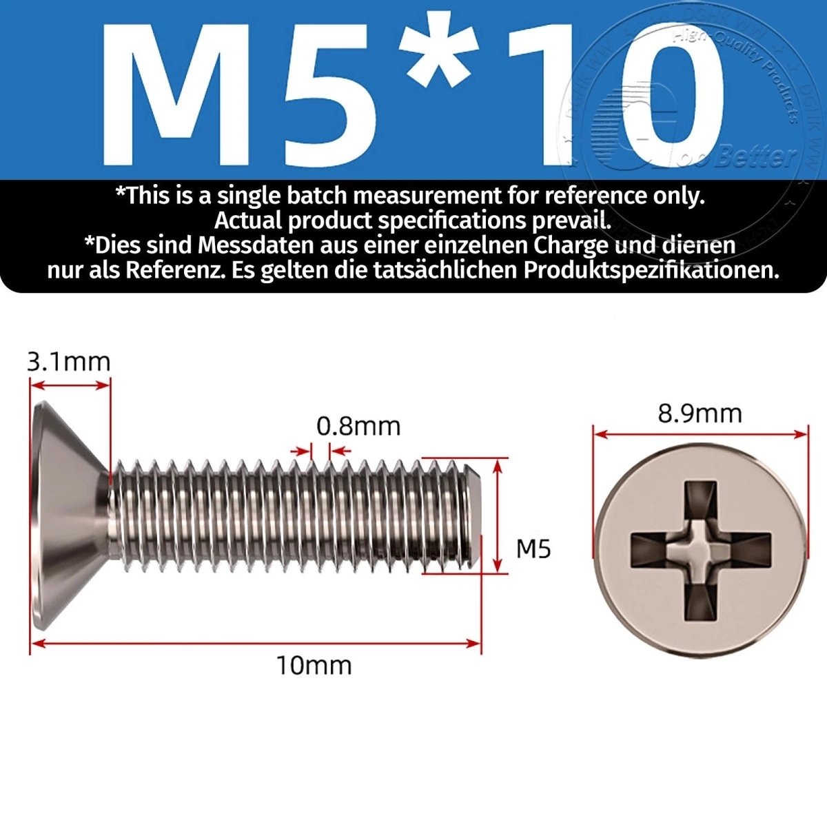 Titanium Phillips Flat Head Machine Screws — GR2 Countersunk, M2 to M8 - HomeDIYer