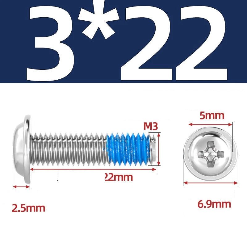 A2 Stainless Steel Phillips Flanged Button Head Machine Screws — M2 to M6, Built - In Washer Face - HomeDIYer