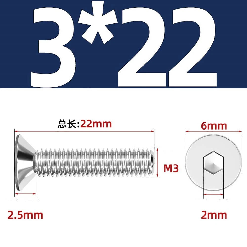 A4 Stainless Steel Countersunk Hex Socket Screws – Marine Grade, M2 to M16 (DIN 7991)