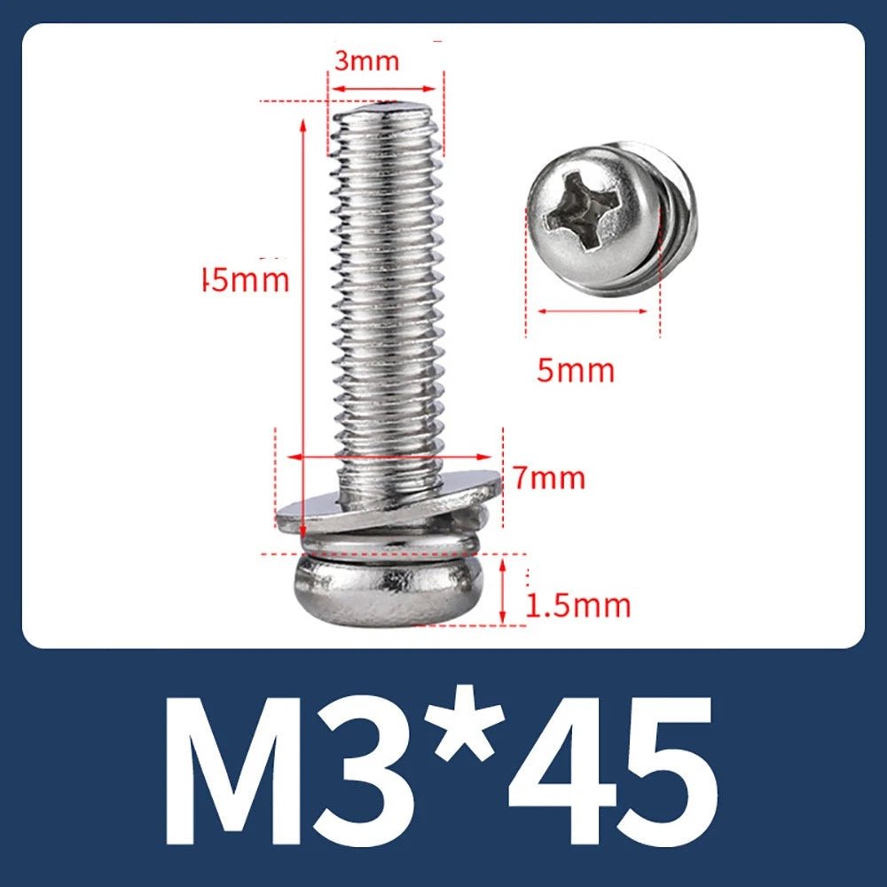 M2–M10 Phillips Button Head Machine Screws — 304 Stainless Steel - HomeDIYer