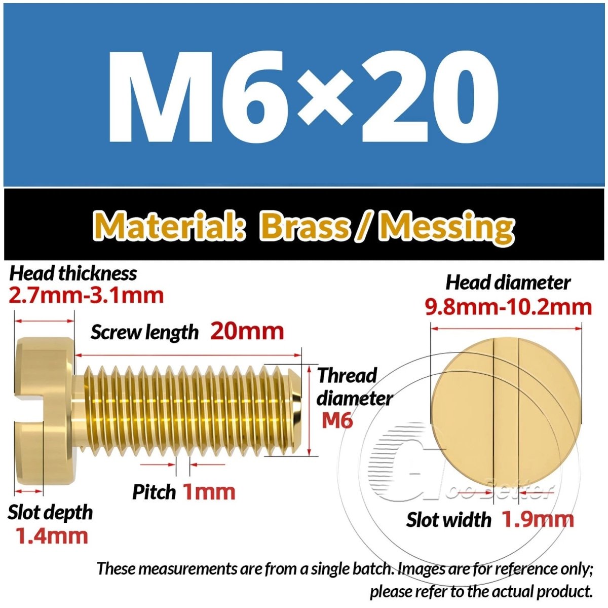 Brass Slotted Pan Head Machine Screws — M2 to M10, Multiple Lengths - HomeDIYer