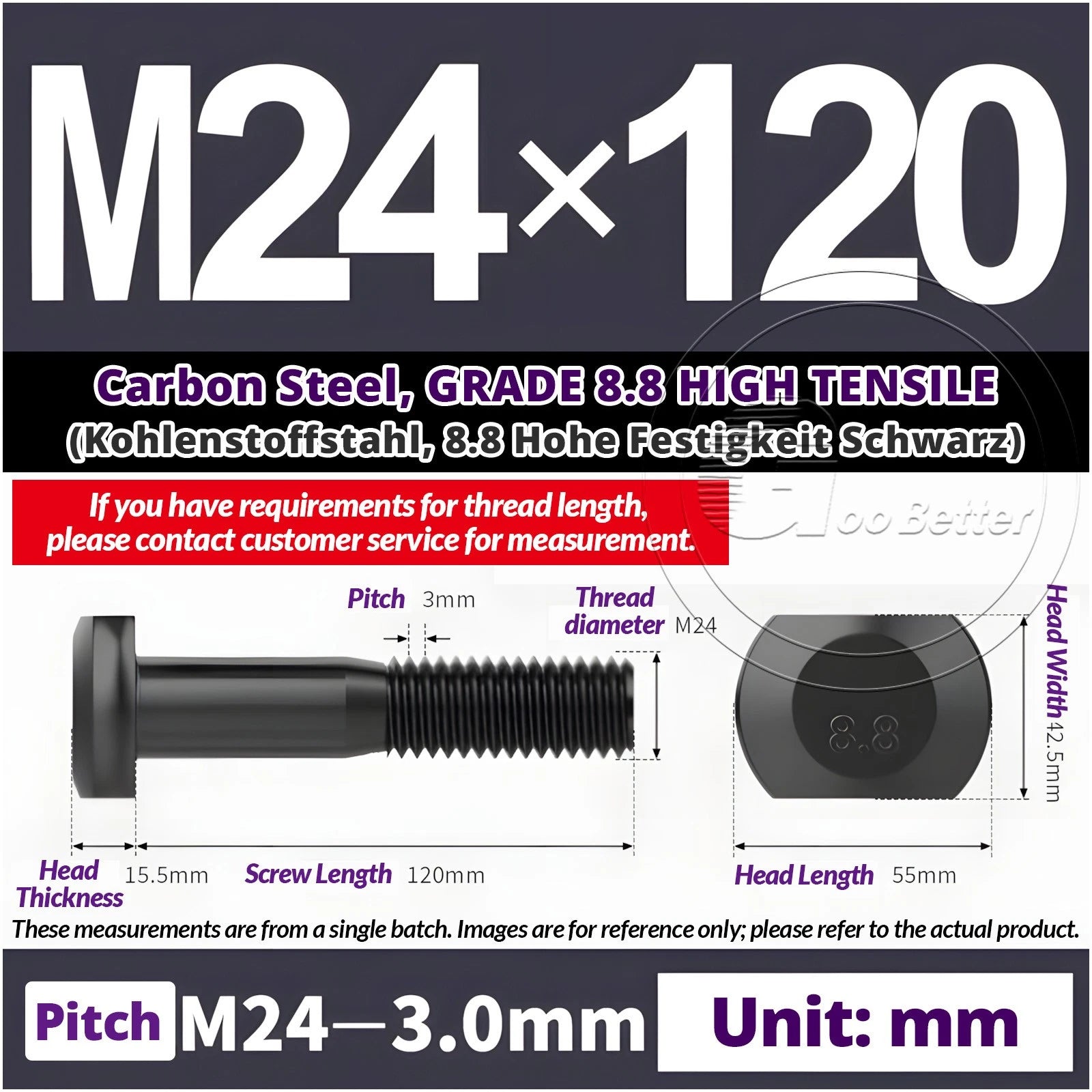 T-Slot Bolts M22 - M42 T Track Bolts 70mm to 500mm Long GRADE 8.8 HIGH TENSILE