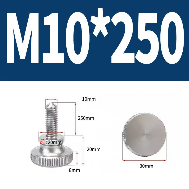 Knurled Thumb Screws Flat Round Head Grip Knob Adjustment Stainless Steel M8 M10