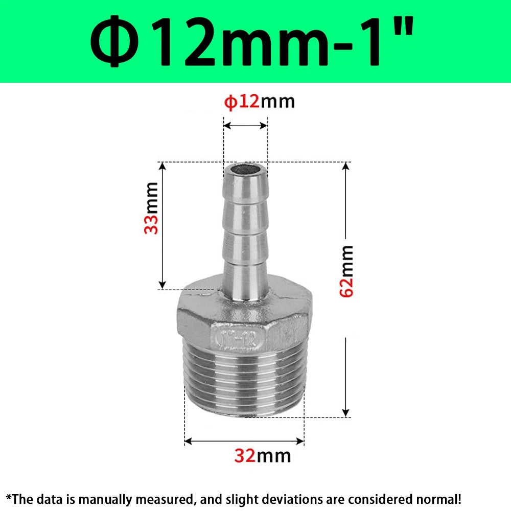 Male NPT Hose Barb Adapter Fittings – 316L Stainless Steel