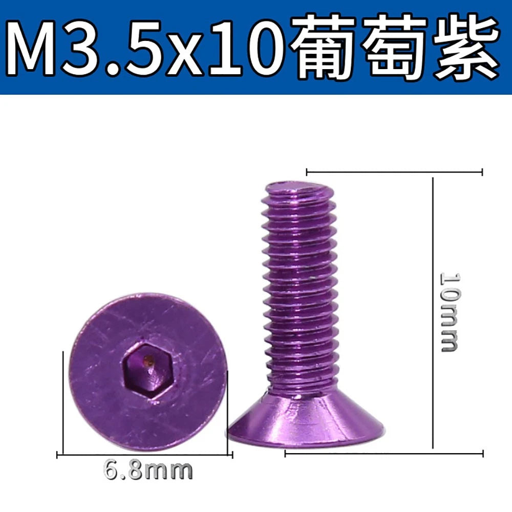 M3.5 / M4 Countersunk Hex Socket Screws — Anodized Aluminum Alloy, 10 Colors