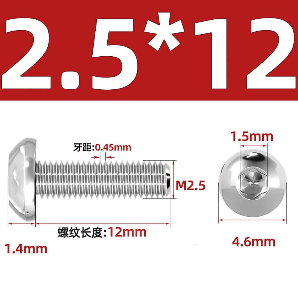 M1.6–M5 A2 Stainless Steel Button Head Socket Cap Screws – Round Pan Head, Hex Drive, Fully Threaded